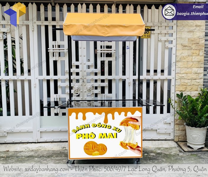 Quầy sắt bánh đồng xu phô mai bắt mắt thu hút khách hàng để bắt trend